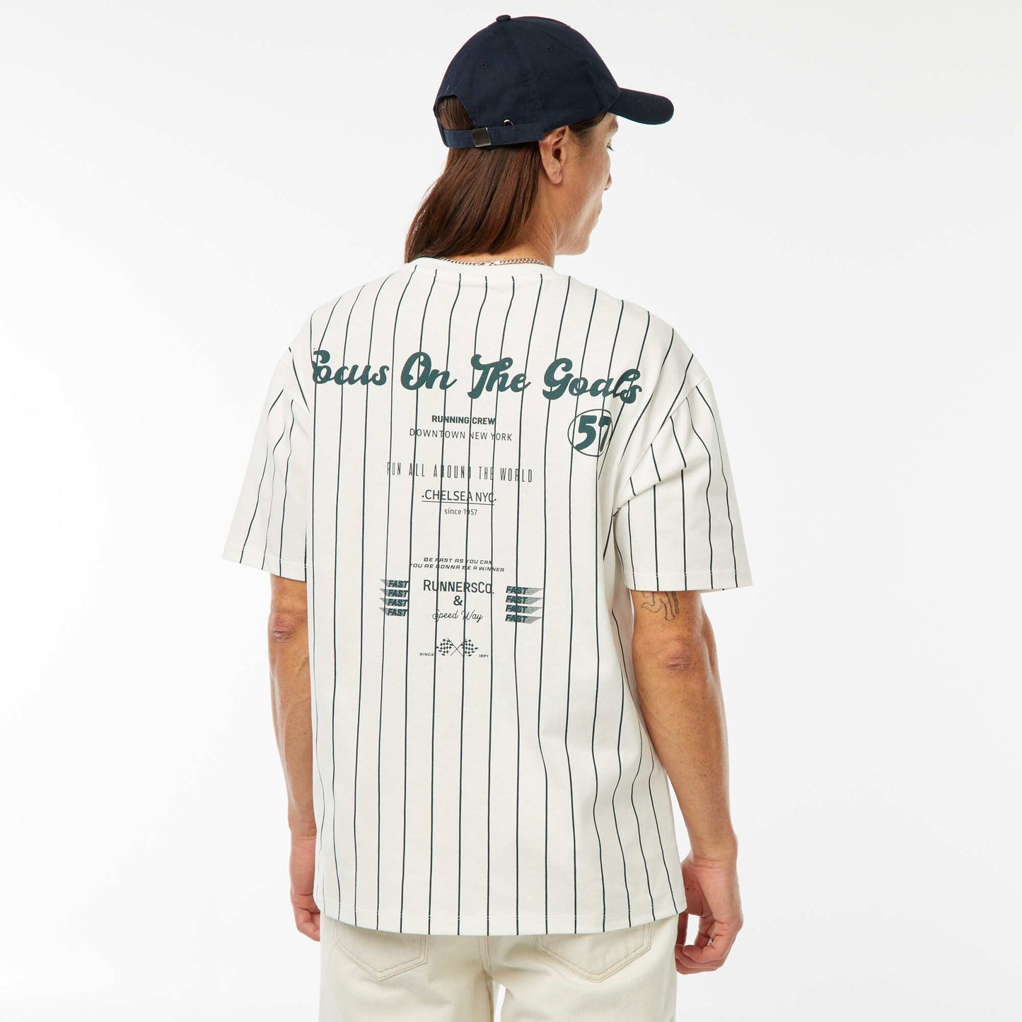 T-shirt imprimé à manches courtes style université américaine BLANC