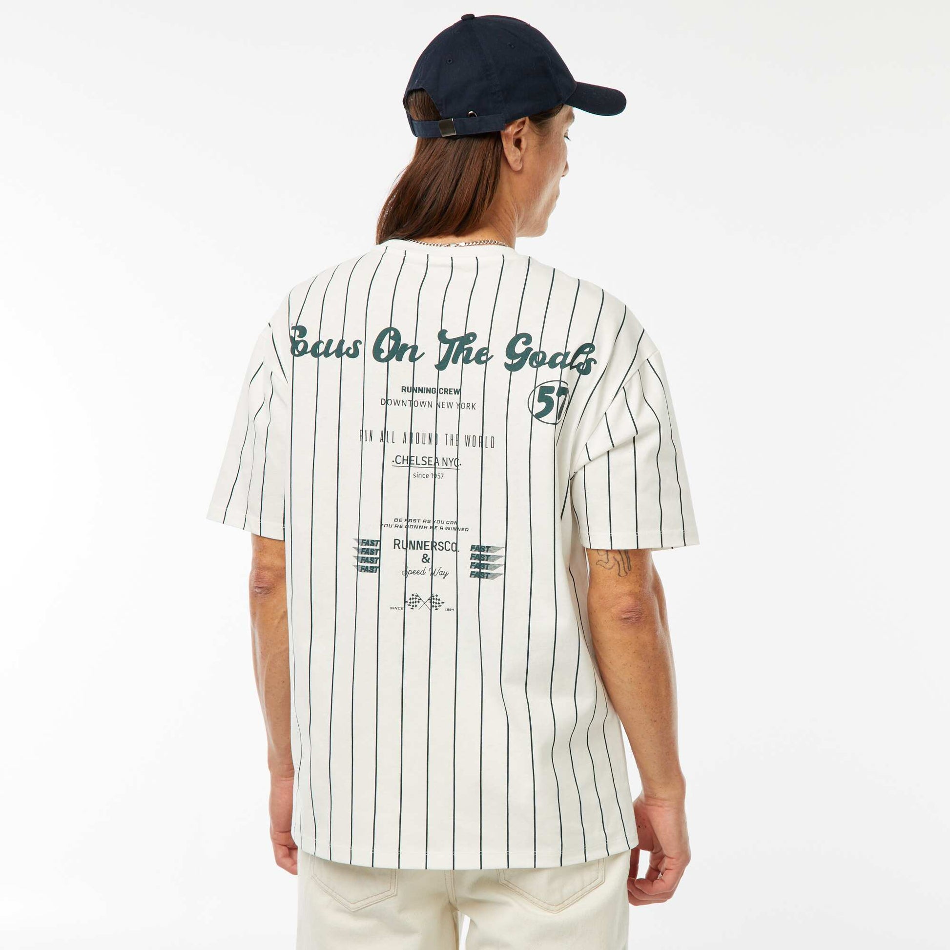 T-shirt imprimé à manches courtes style université américaine BLANC