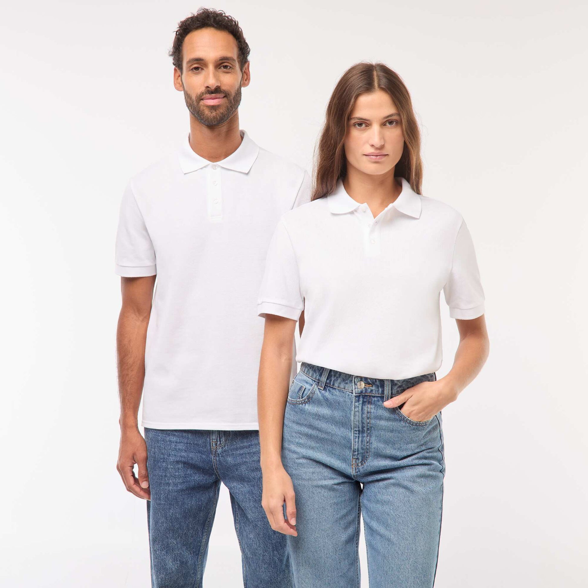 Polo maille piquée coton 220 gr - unisexe BLANC