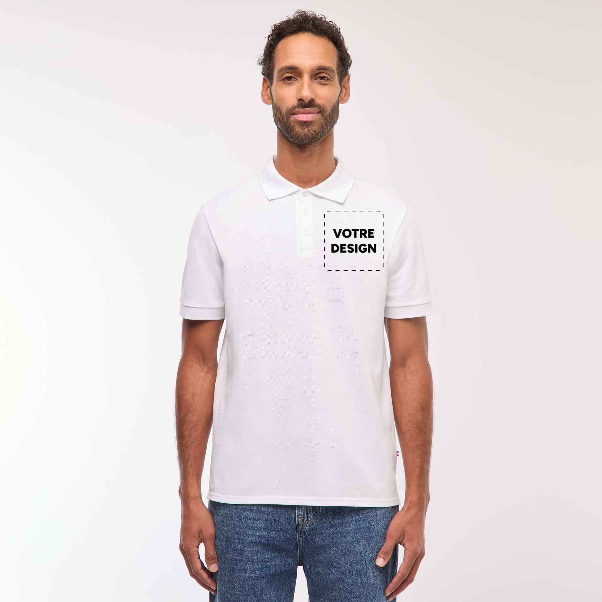 Polo maille piquée coton 220 gr - unisexe BLANC