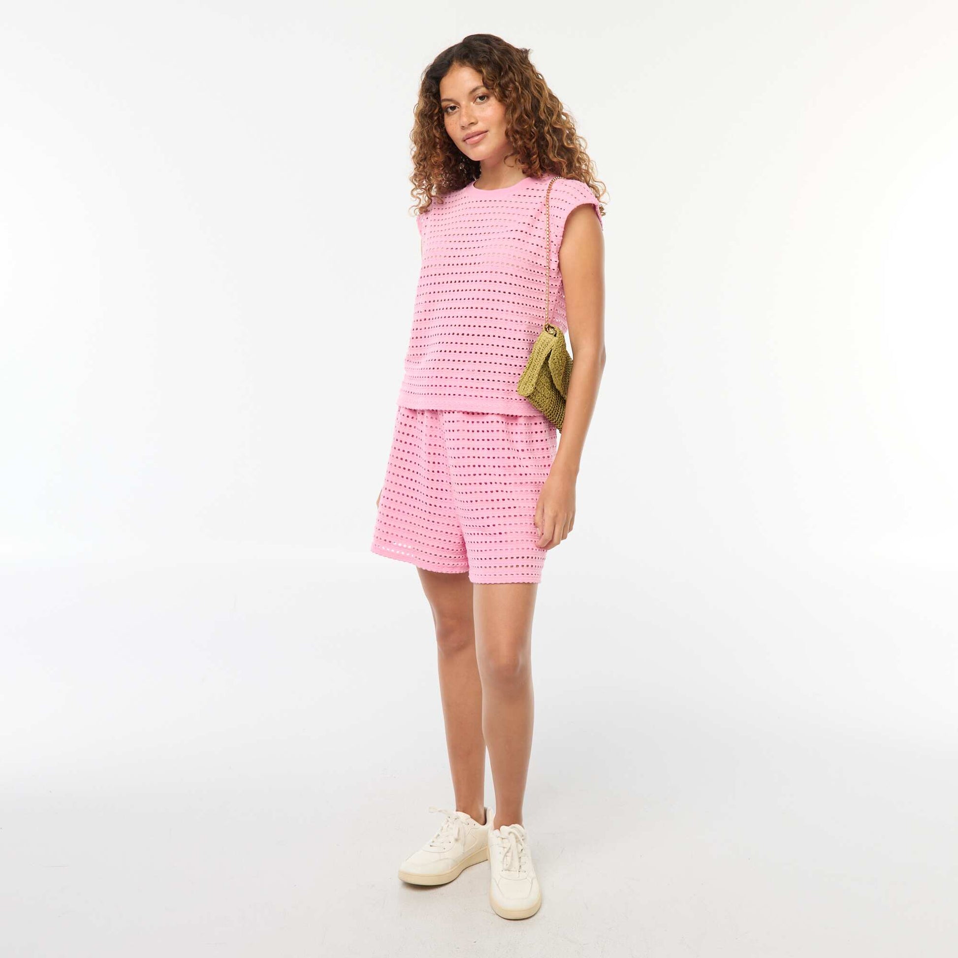 Tee-shirt débardeur en crochet ajouré ROSE