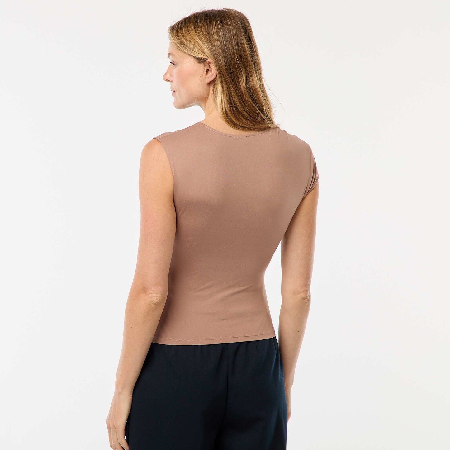 Tee-shirt twisté avec détail bijou MARRON