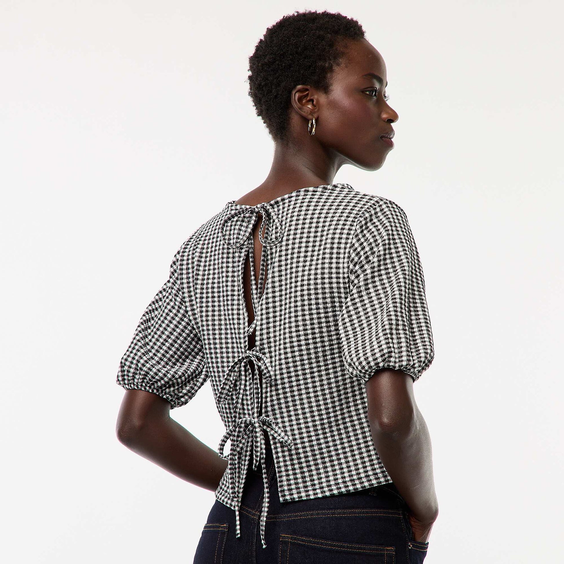 Blouse avec liens à nouer NOIR