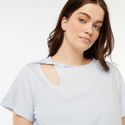 T-shirt uni avec fente ajourée avec effet twxité BLEU