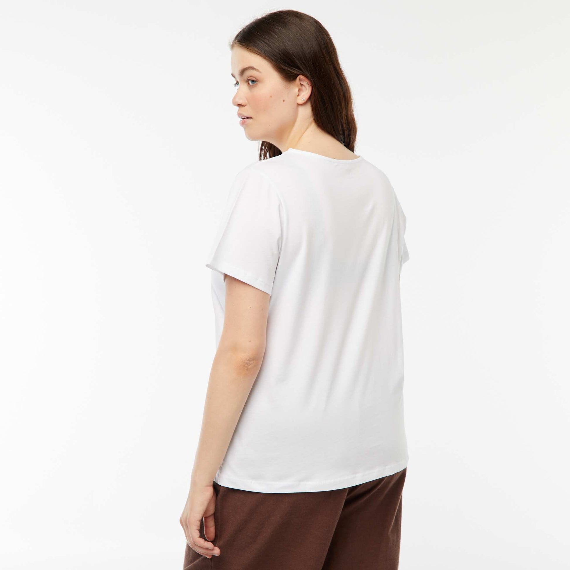 T-shirt uni avec fente ajourée avec effet twxité BLANC