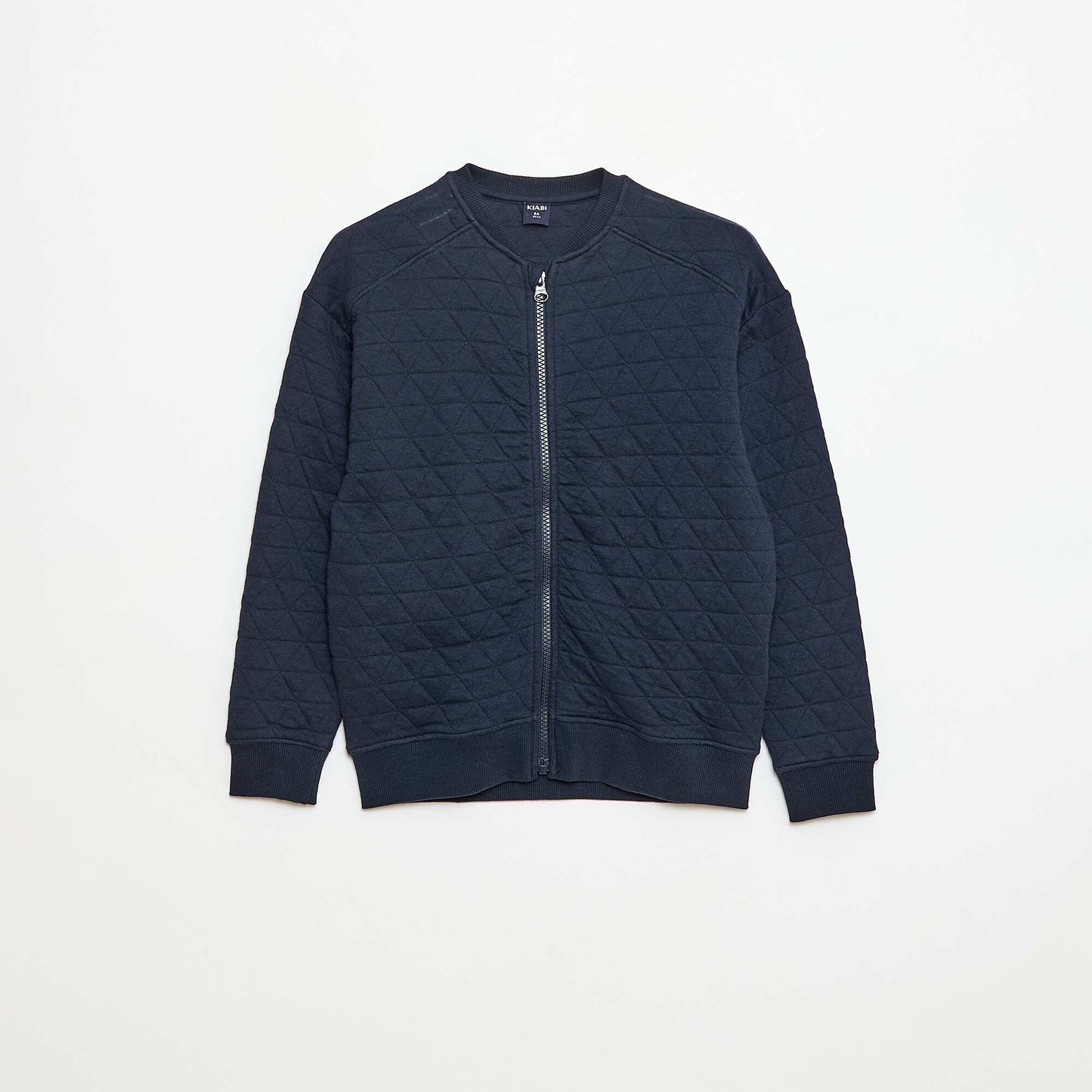 Sweat zippé quilté en coton uni BLEU