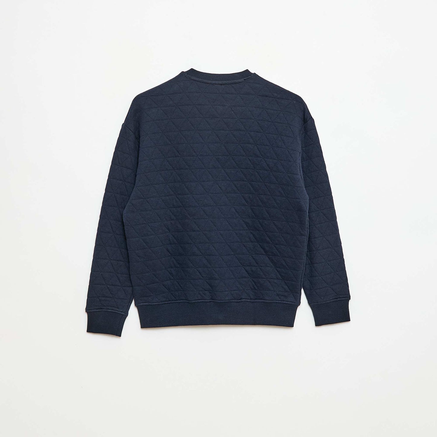 Sweat zippé quilté en coton uni BLEU