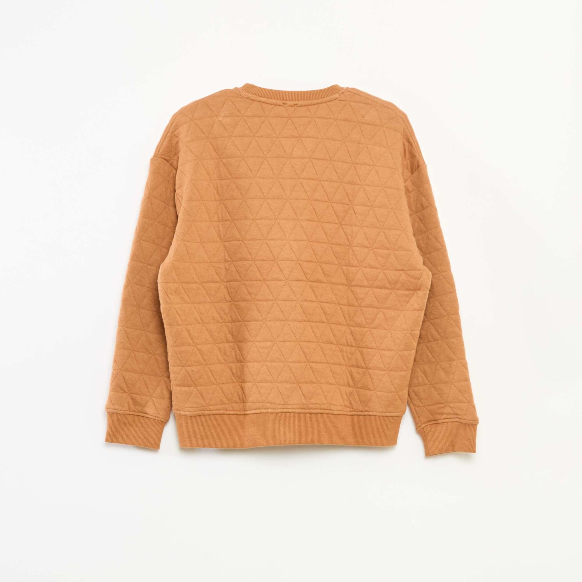 Sweat zippé quilté en coton uni MARRON
