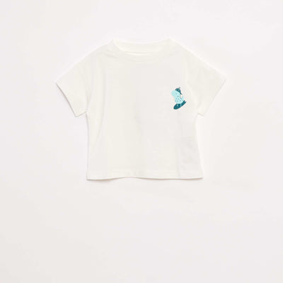 T-shirt imprimé fantaisie à manches courtes BLANC