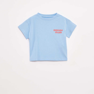 T-shirt imprimé fantaisie à manches courtes BLEU