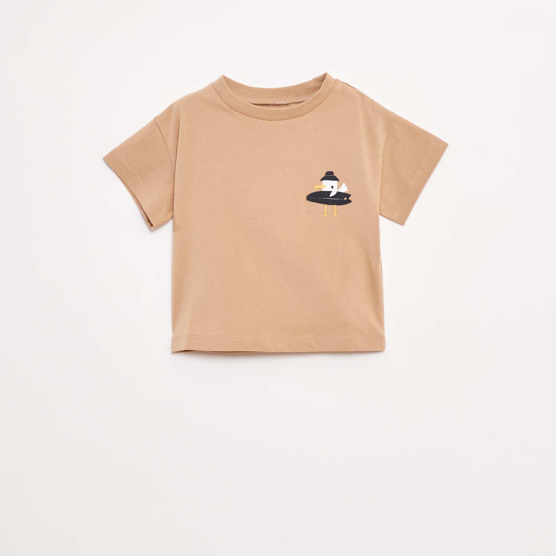 T-shirt imprimé fantaisie à manches courtes BEIGE