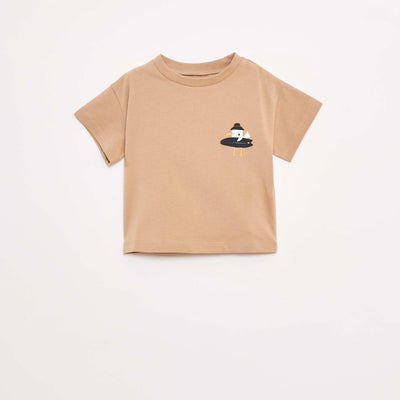T-shirt imprimé fantaisie à manches courtes BEIGE