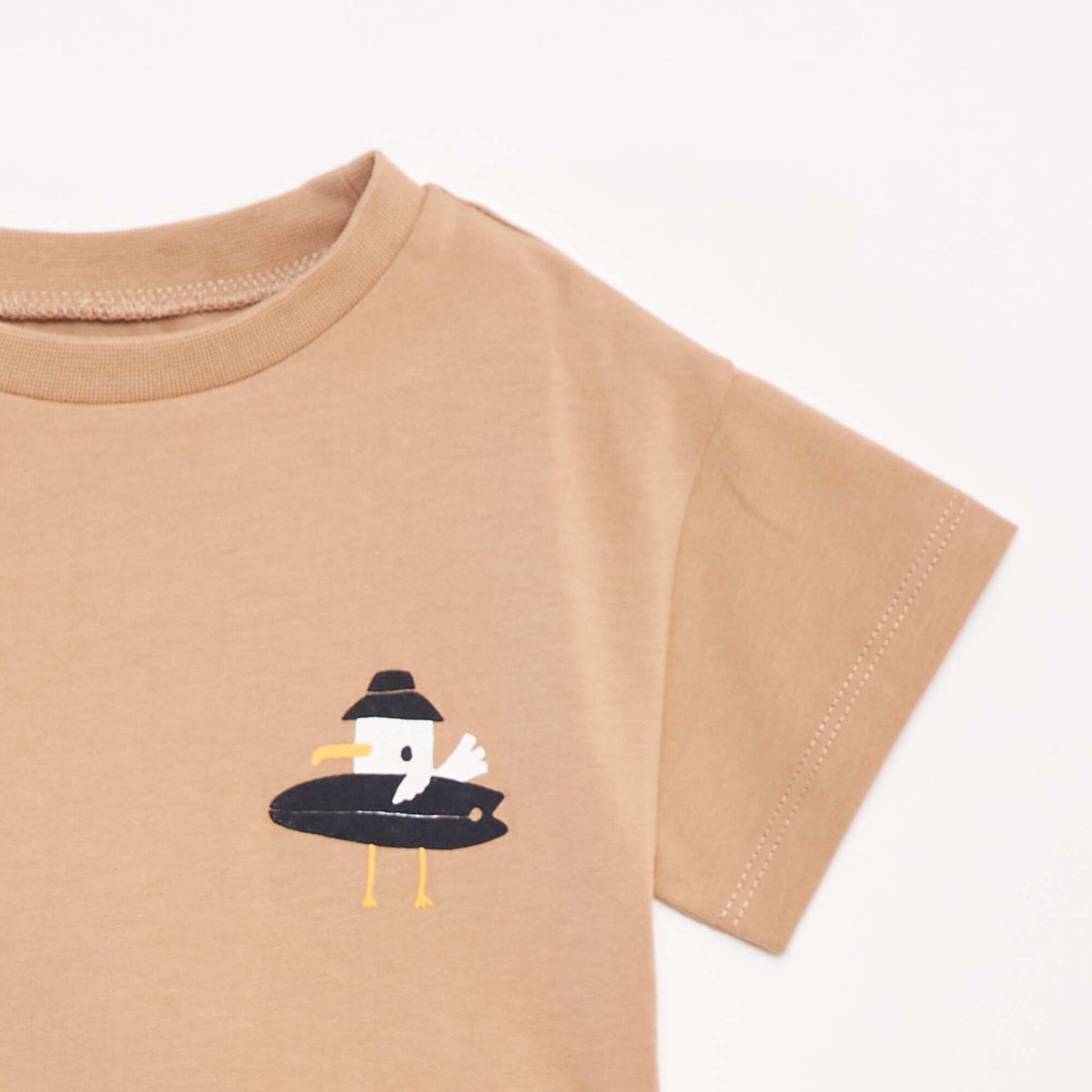 T-shirt imprimé fantaisie à manches courtes BEIGE