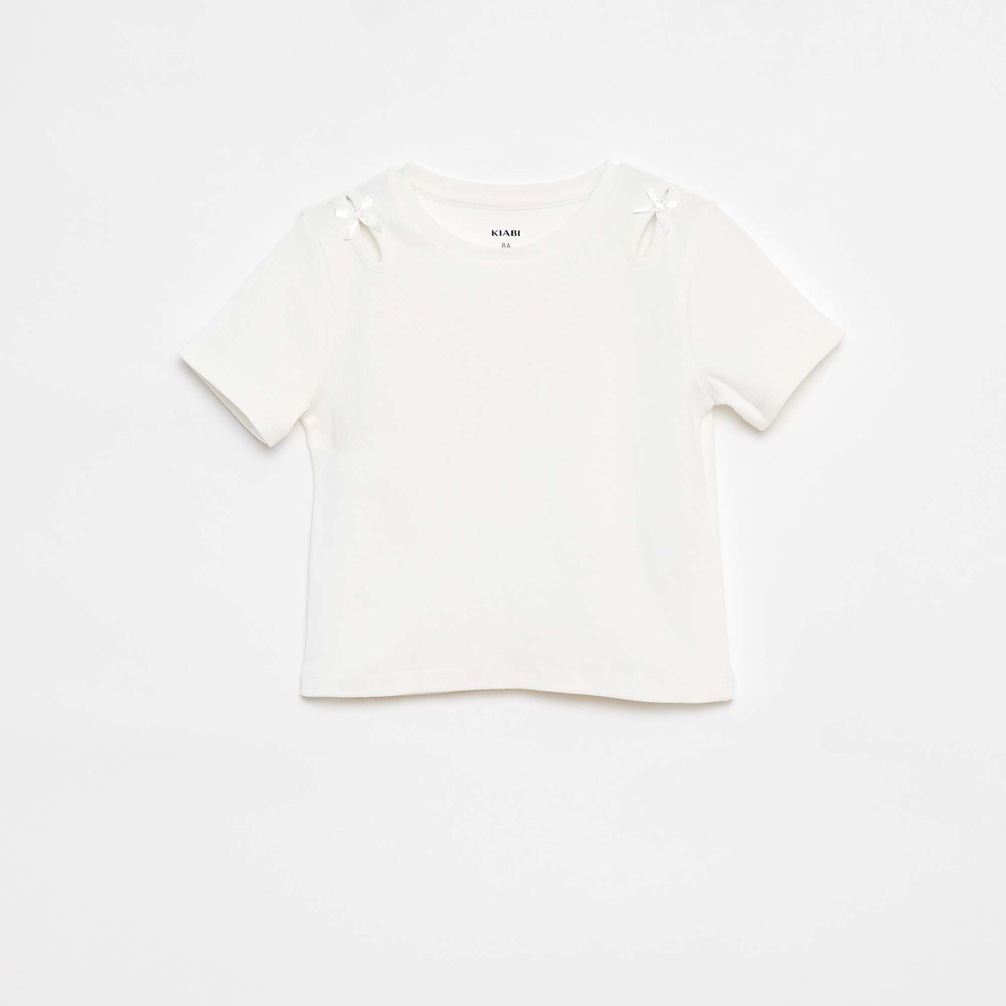 T-shirt à manches courtes avec nœuds décoratifs BLANC