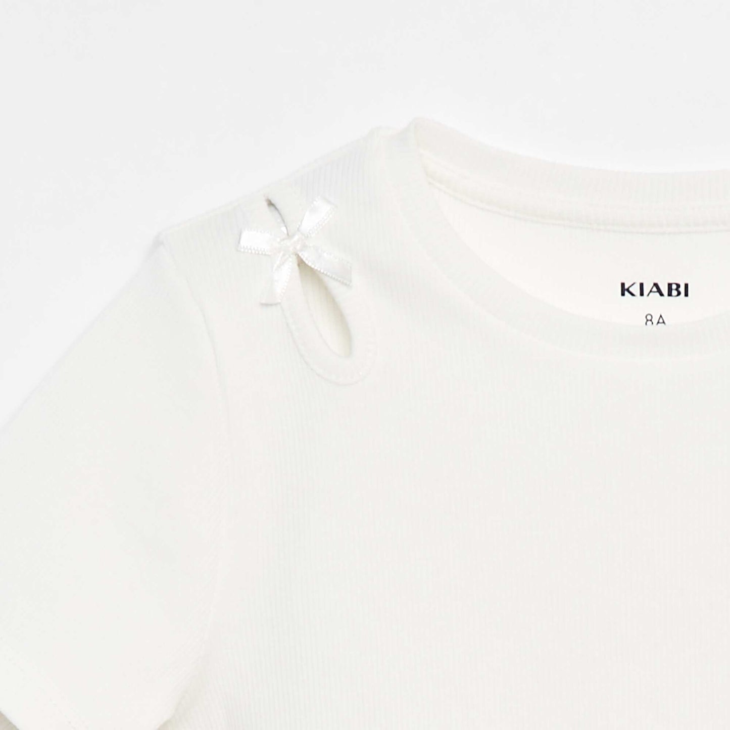 T-shirt à manches courtes avec nœuds décoratifs BLANC
