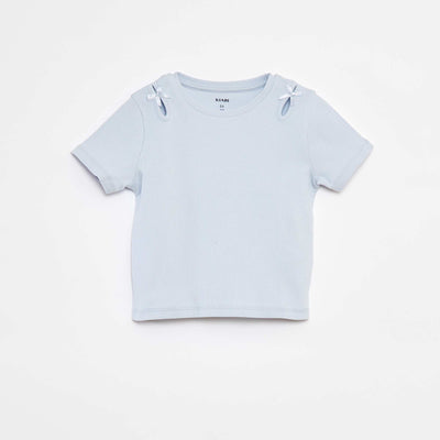 T-shirt à manches courtes avec nœuds décoratifs BLEU