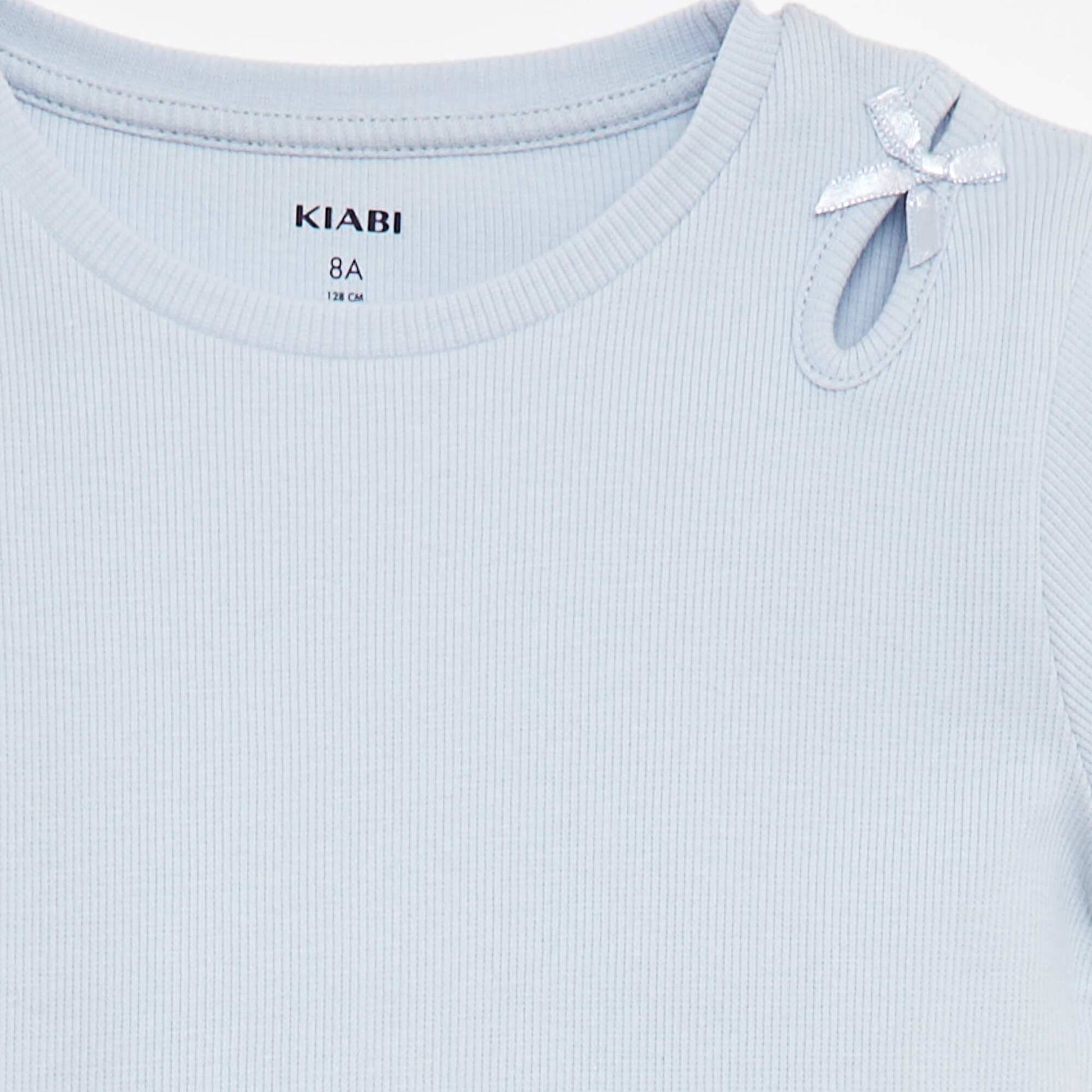 T-shirt à manches courtes avec nœuds décoratifs BLEU