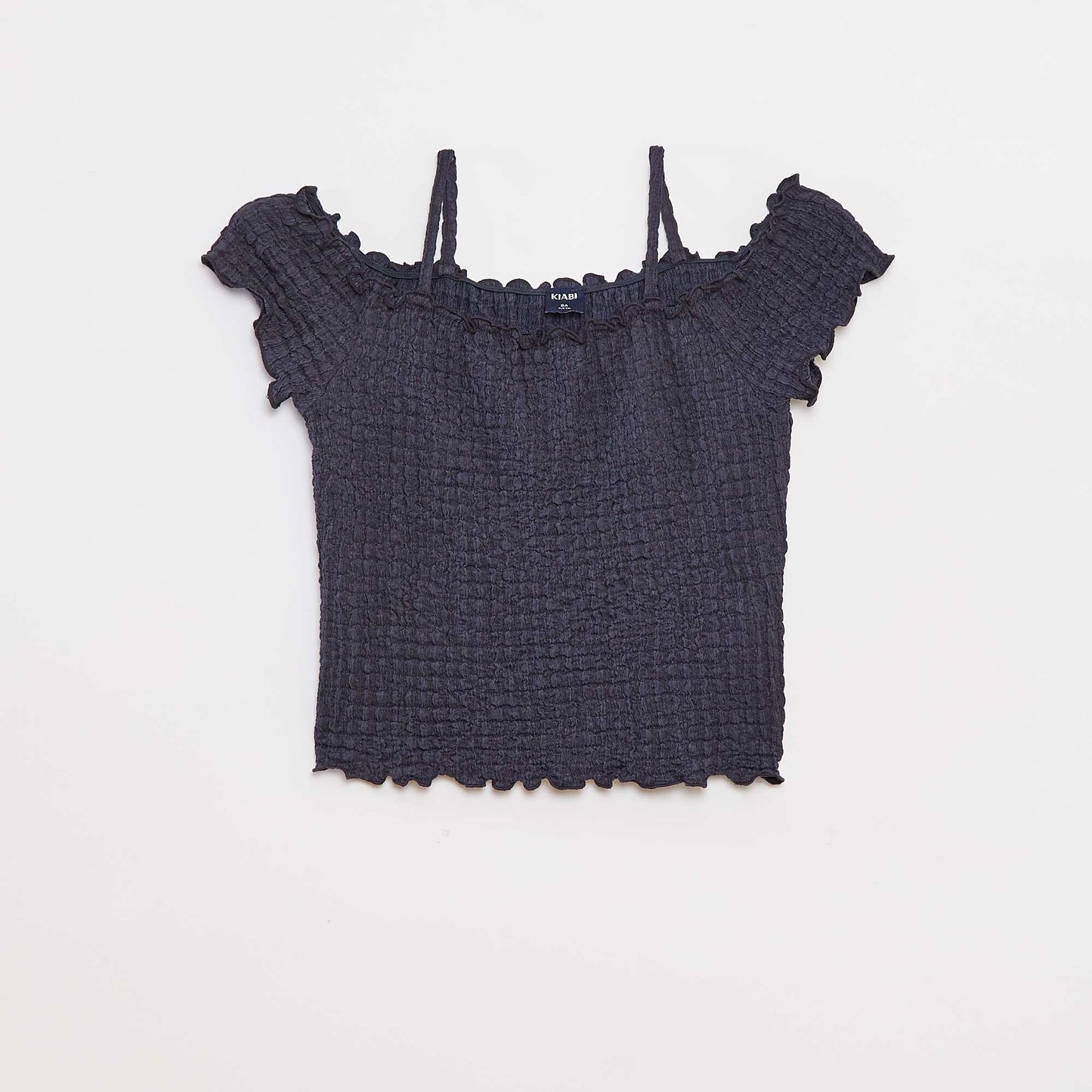 Top en maille gaufrée BLEU