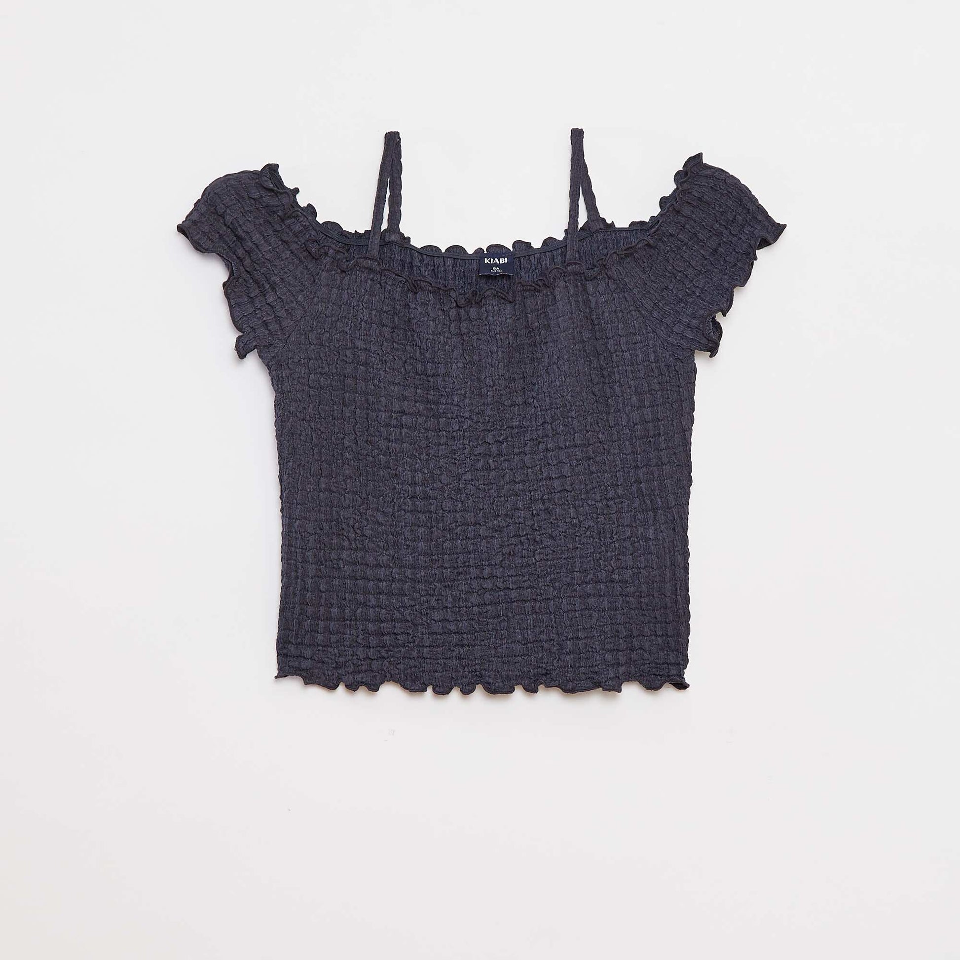 Top en maille gaufrée BLEU