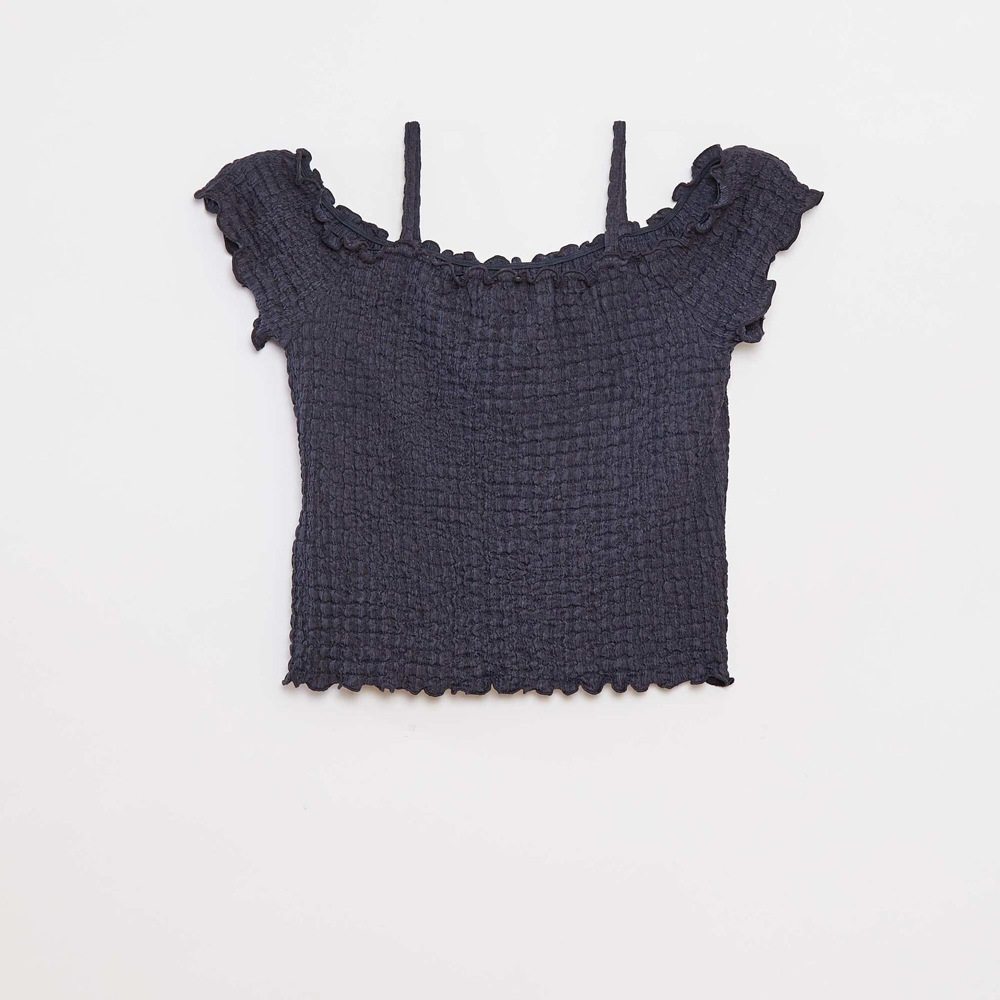 Top en maille gaufrée BLEU