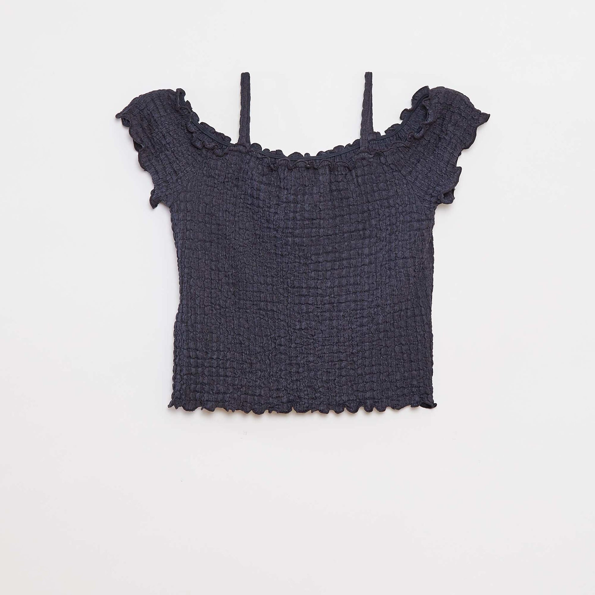 Top en maille gaufrée BLEU