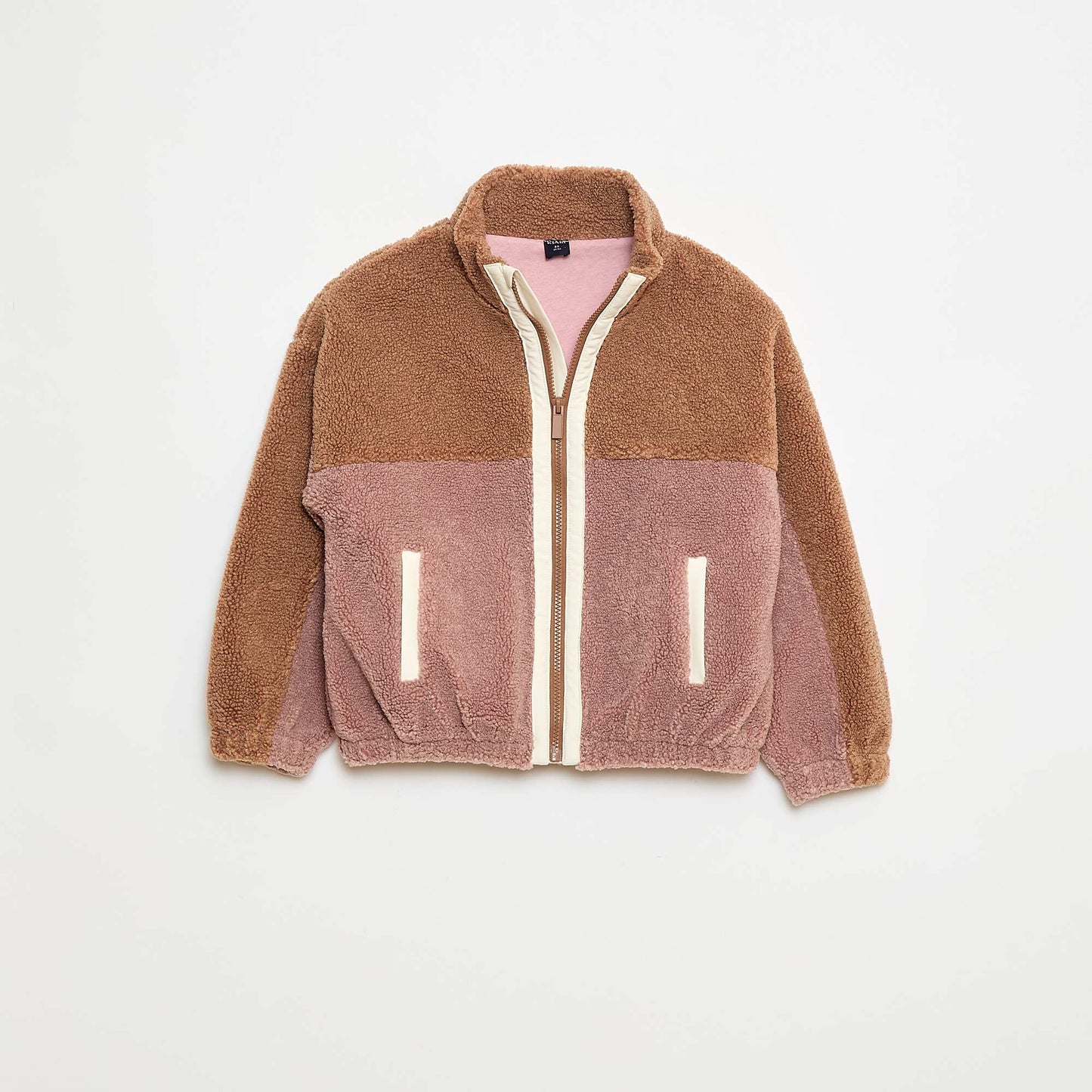 Gilet zippé effet moutonné MARRON