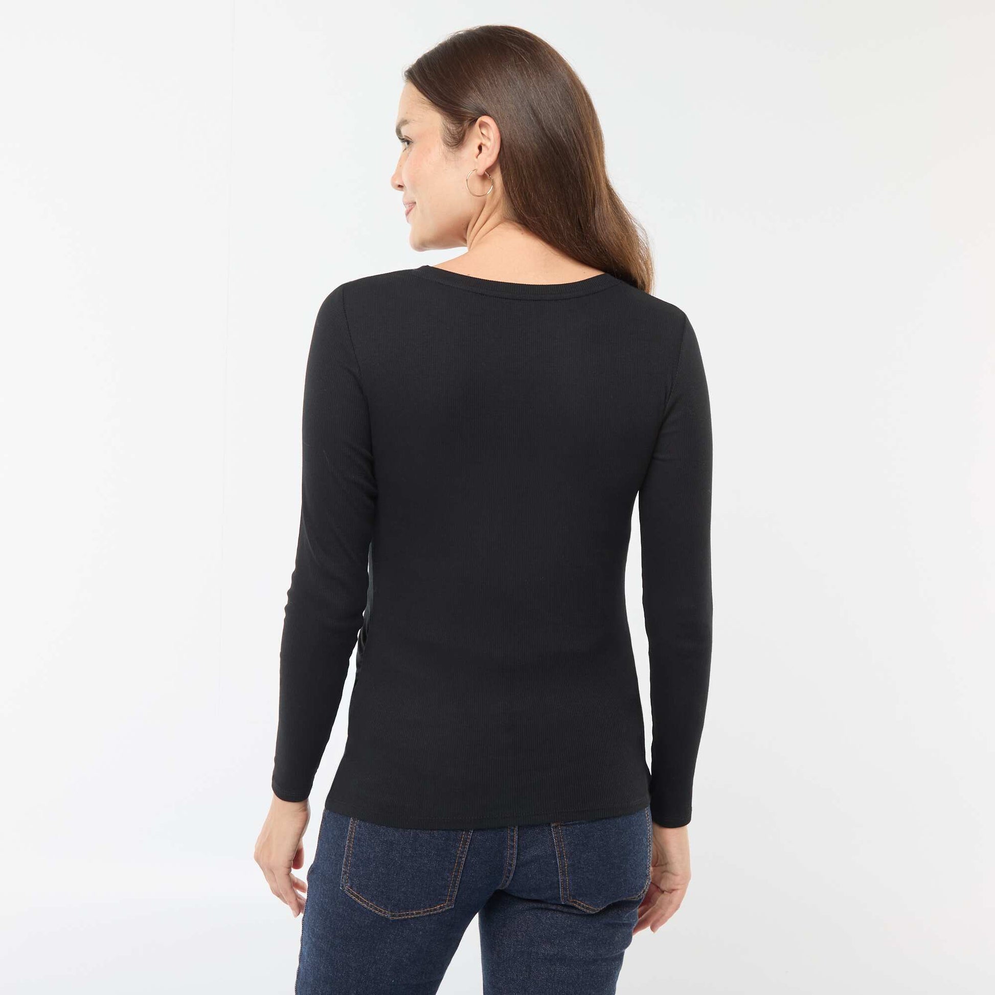 Tee-shirt de maternité côtelé NOIR