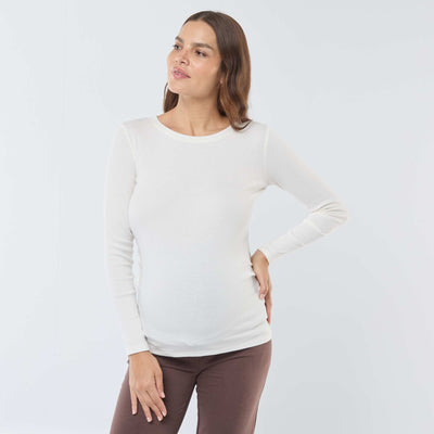 Tee-shirt de maternité côtelé BLANC