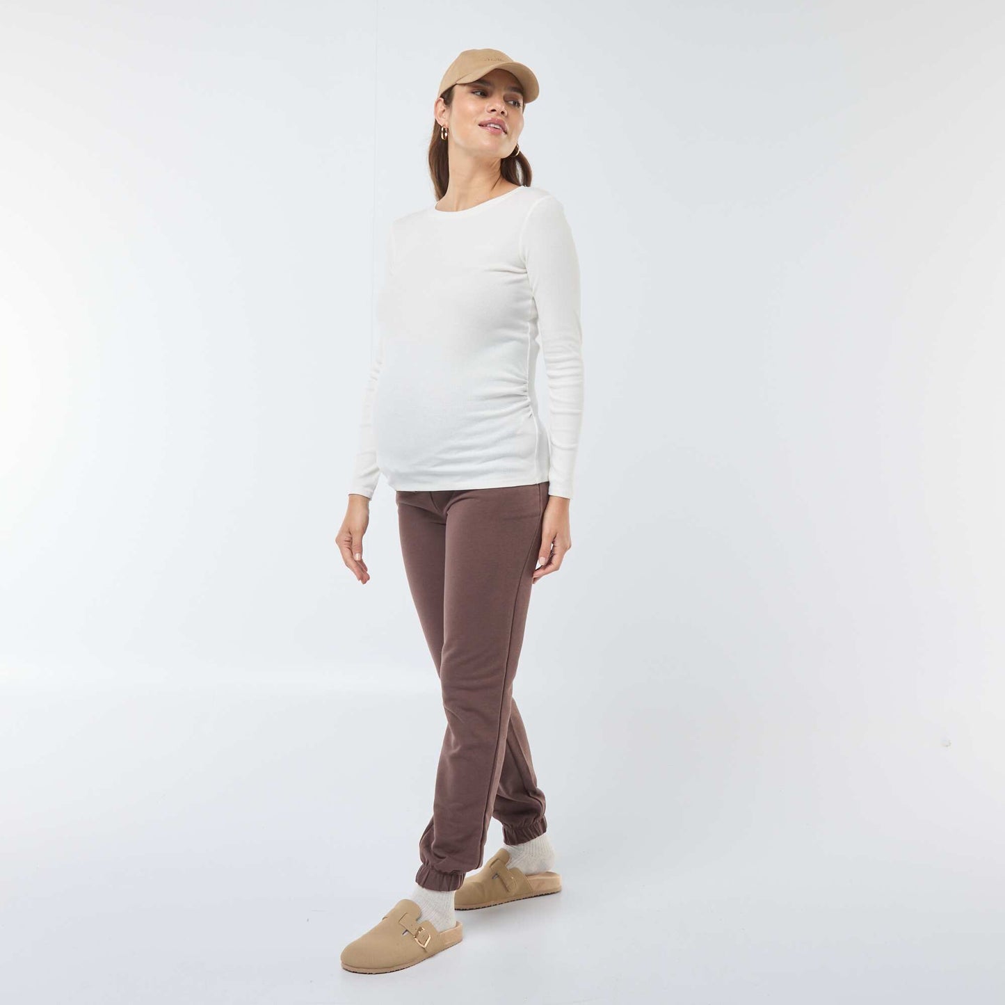 Tee-shirt de maternité côtelé BLANC