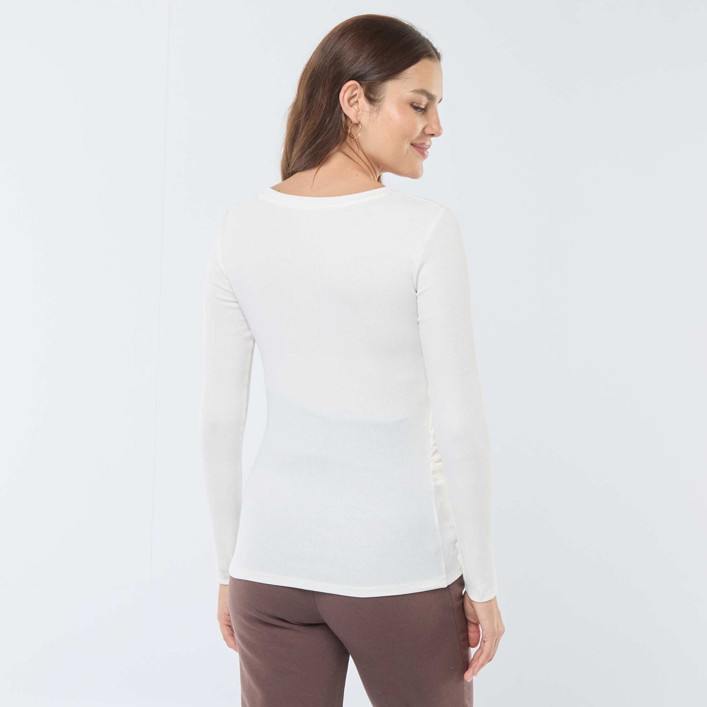 Tee-shirt de maternité côtelé BLANC