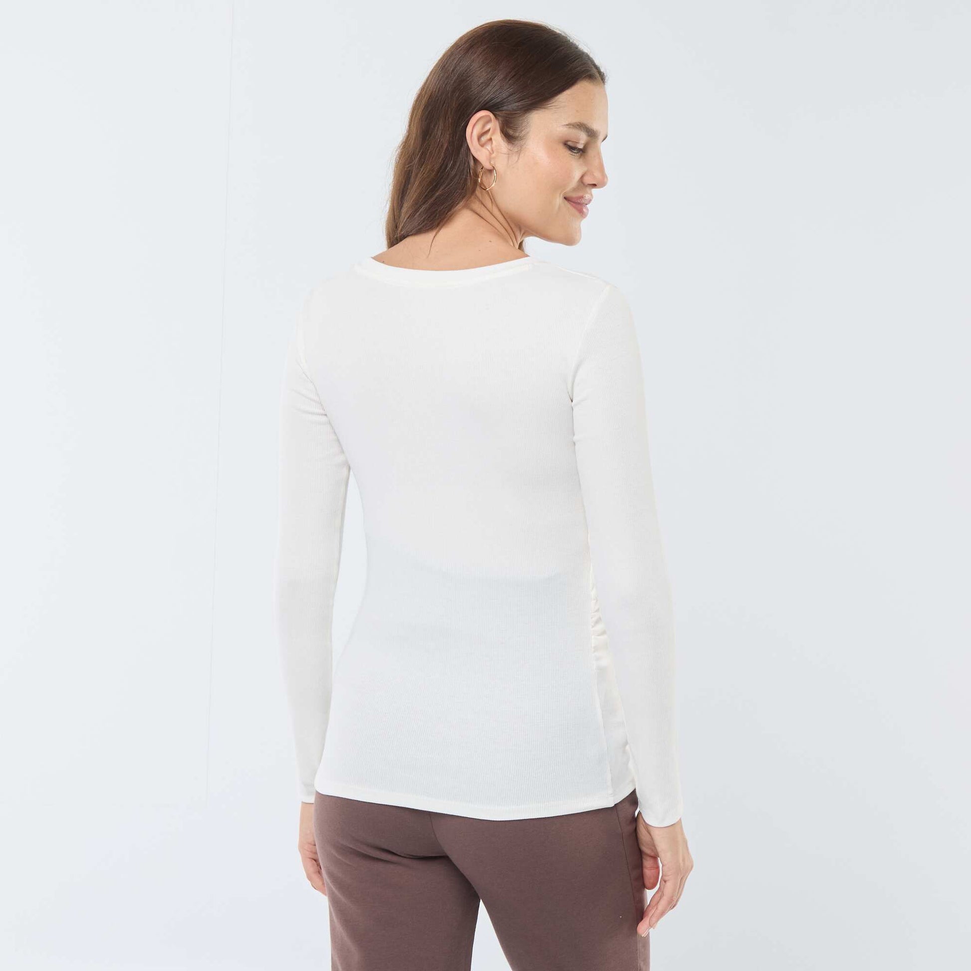 Tee-shirt de maternité côtelé BLANC