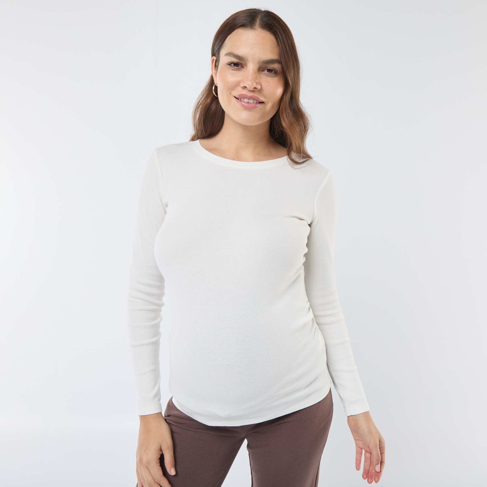 Tee-shirt de maternité côtelé BLANC