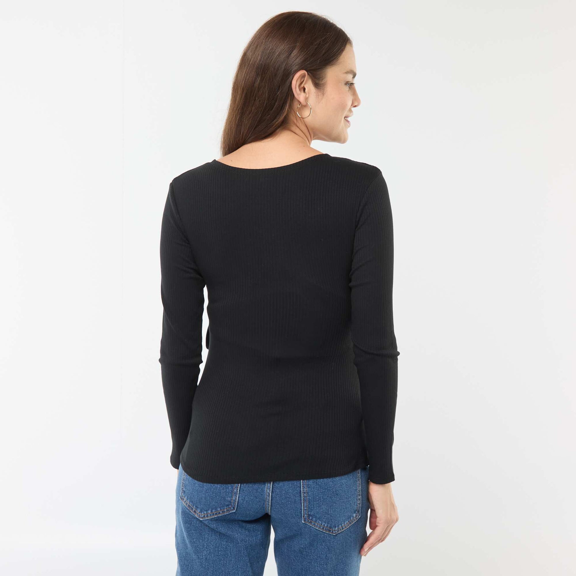 Tee-shirt d'allaitement cache-coeur NOIR