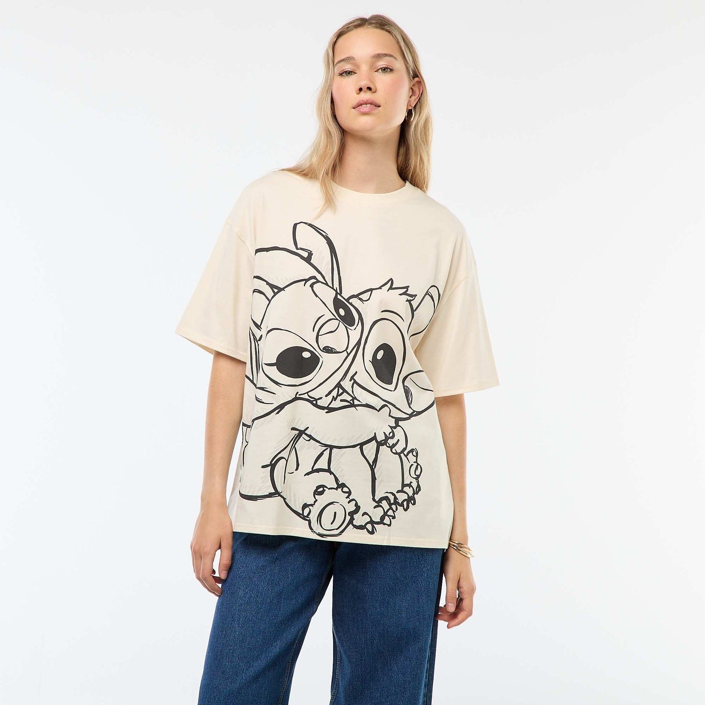 Tee-shirt 'Stitch' 'Disney' manches courtes BEIGE