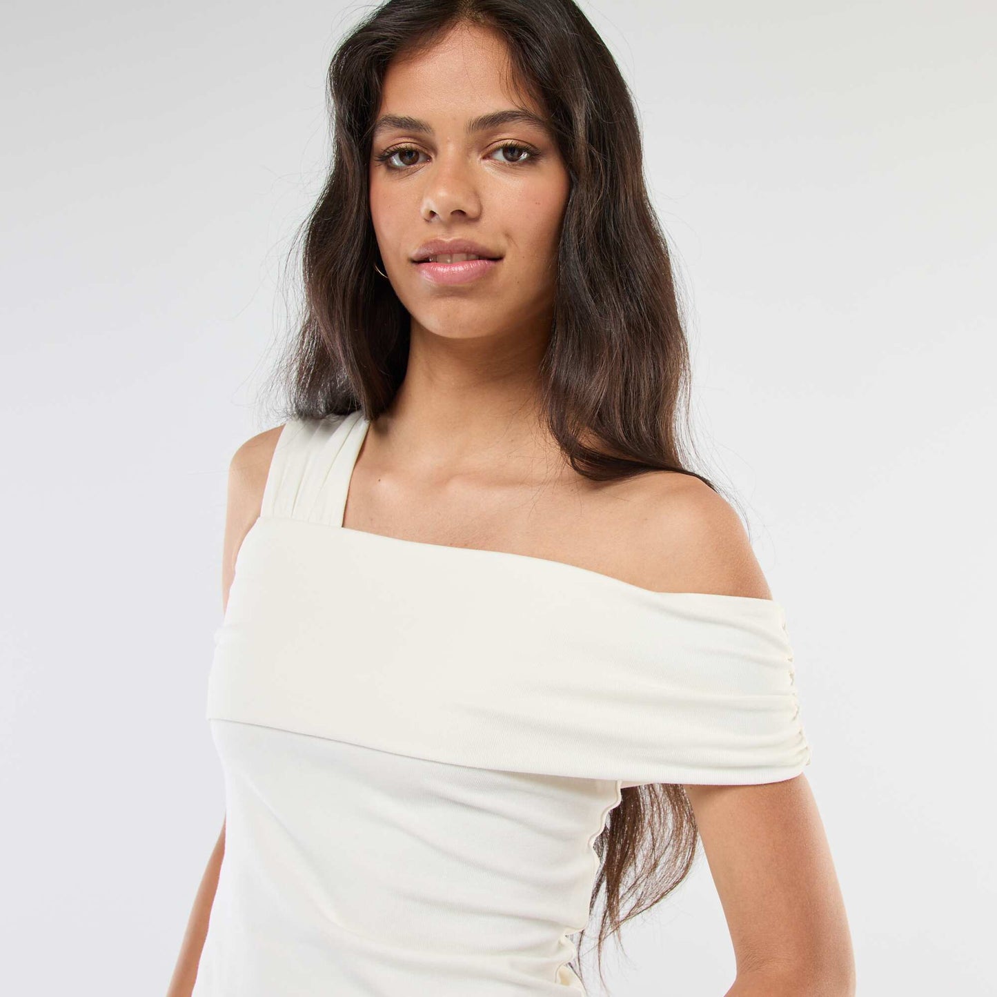 Débardeur bretelles drapées asymétriques BLANC