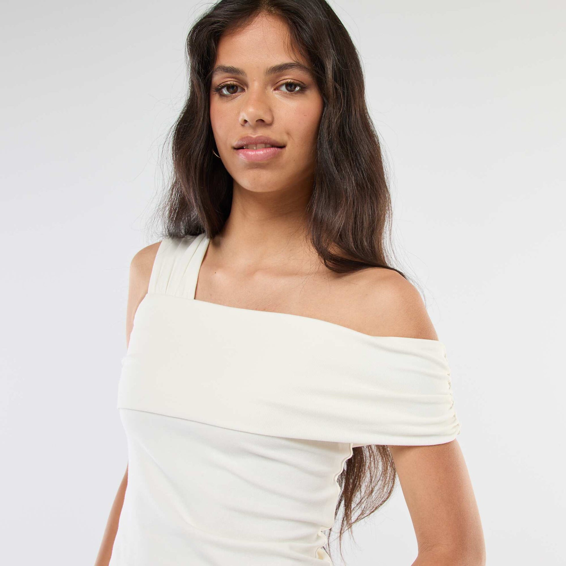 Débardeur bretelles drapées asymétriques BLANC