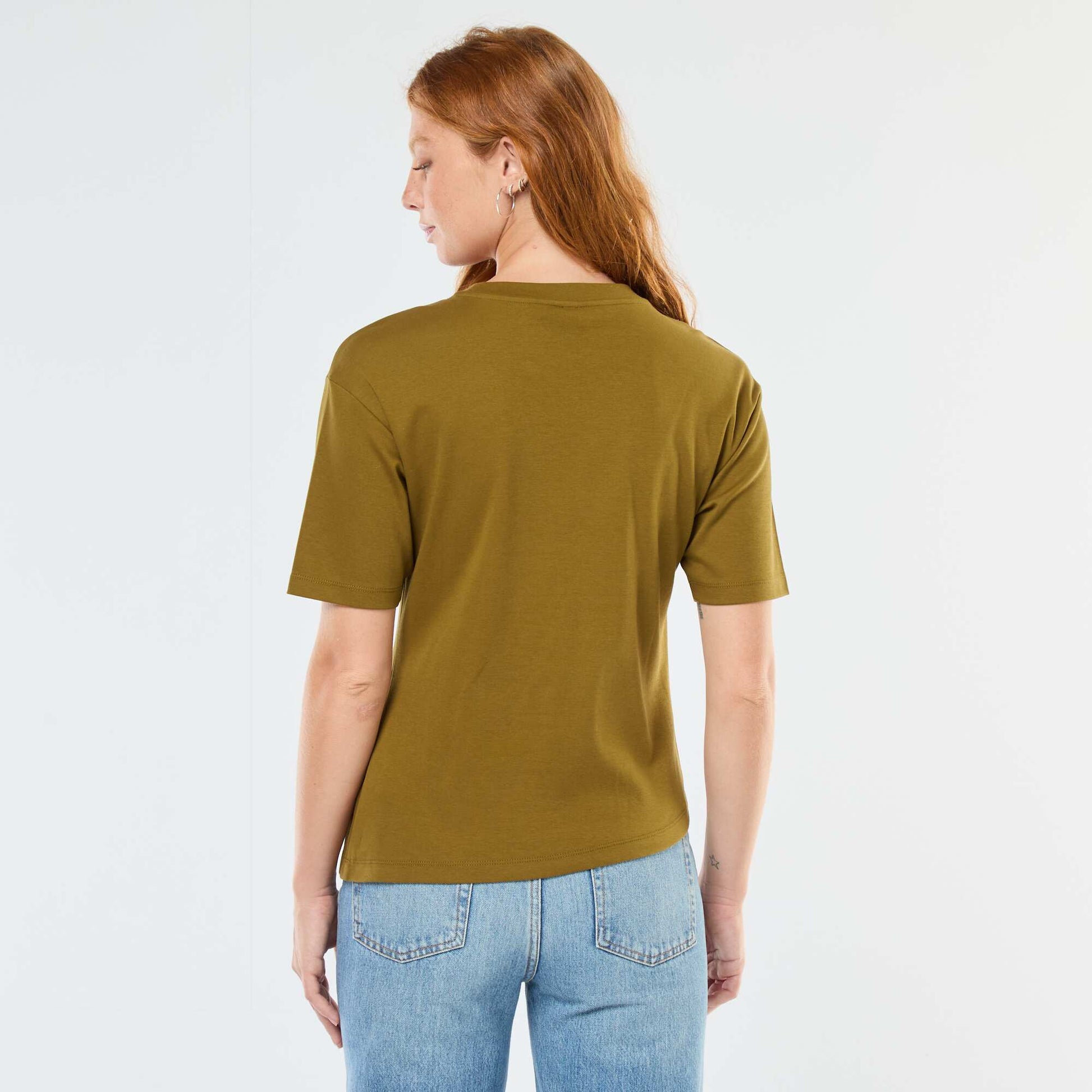 T-shirt à manches courtes avec bijou fantaisie devant effet twisté VERT