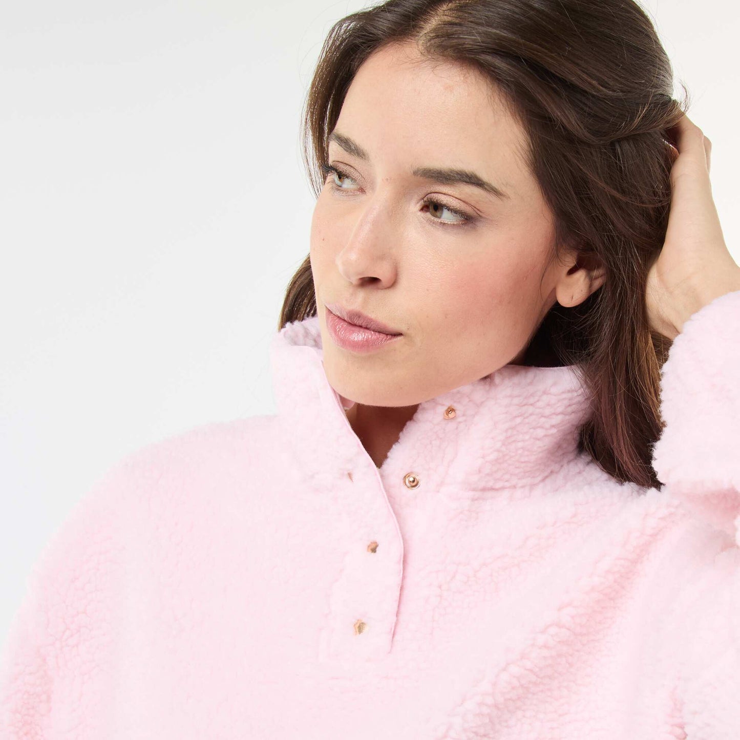 Sweat en maille bouclette imprimé ROSE