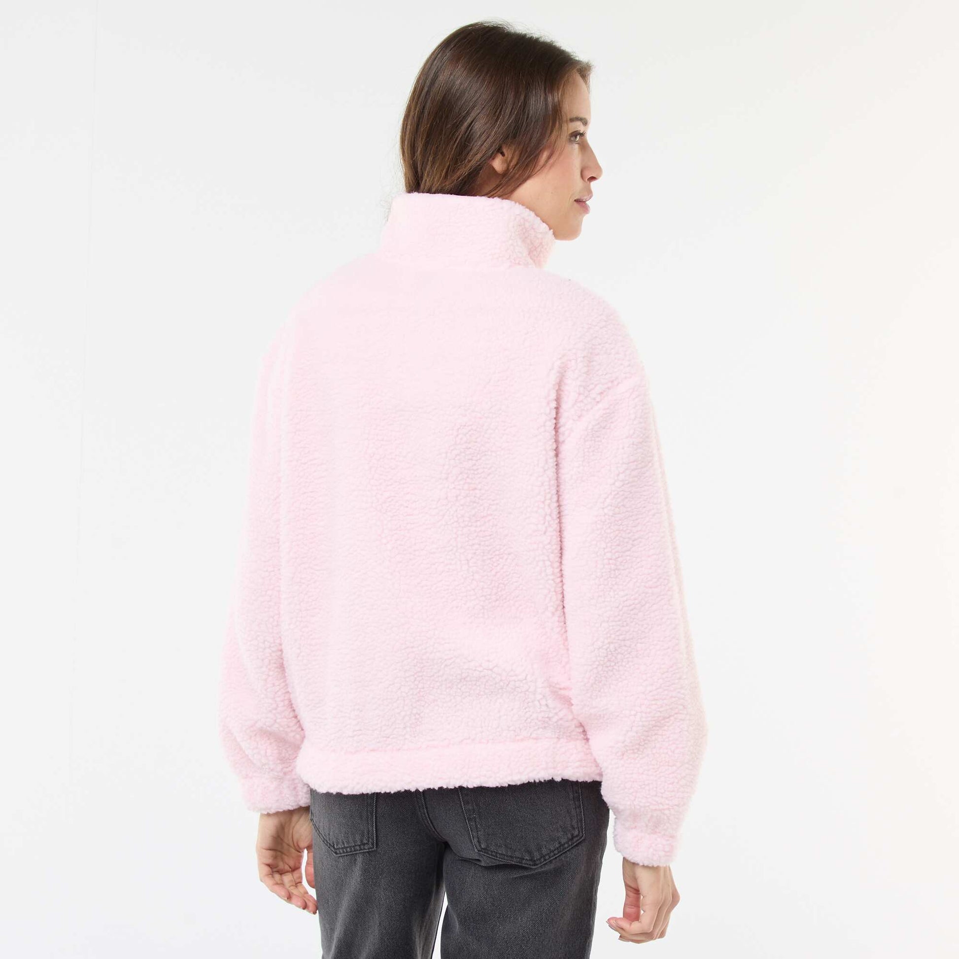 Sweat en maille bouclette imprimé ROSE