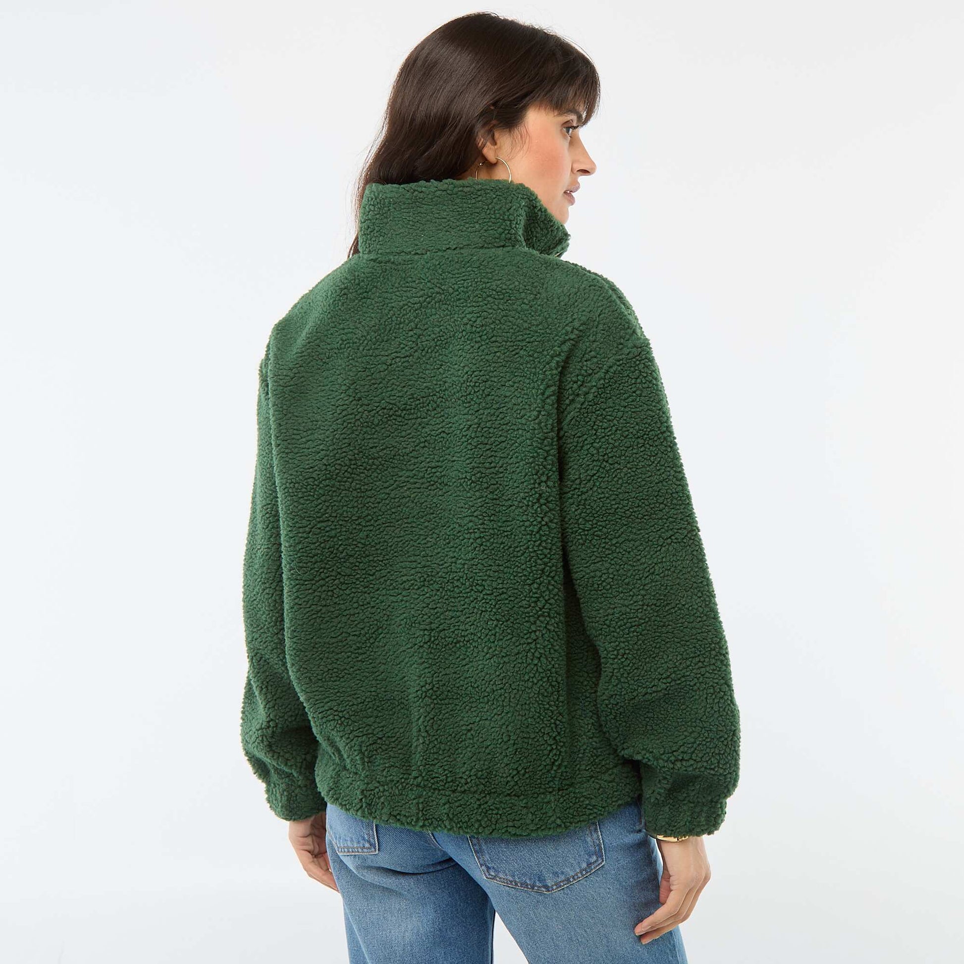 Sweat en maille bouclette imprimé VERT