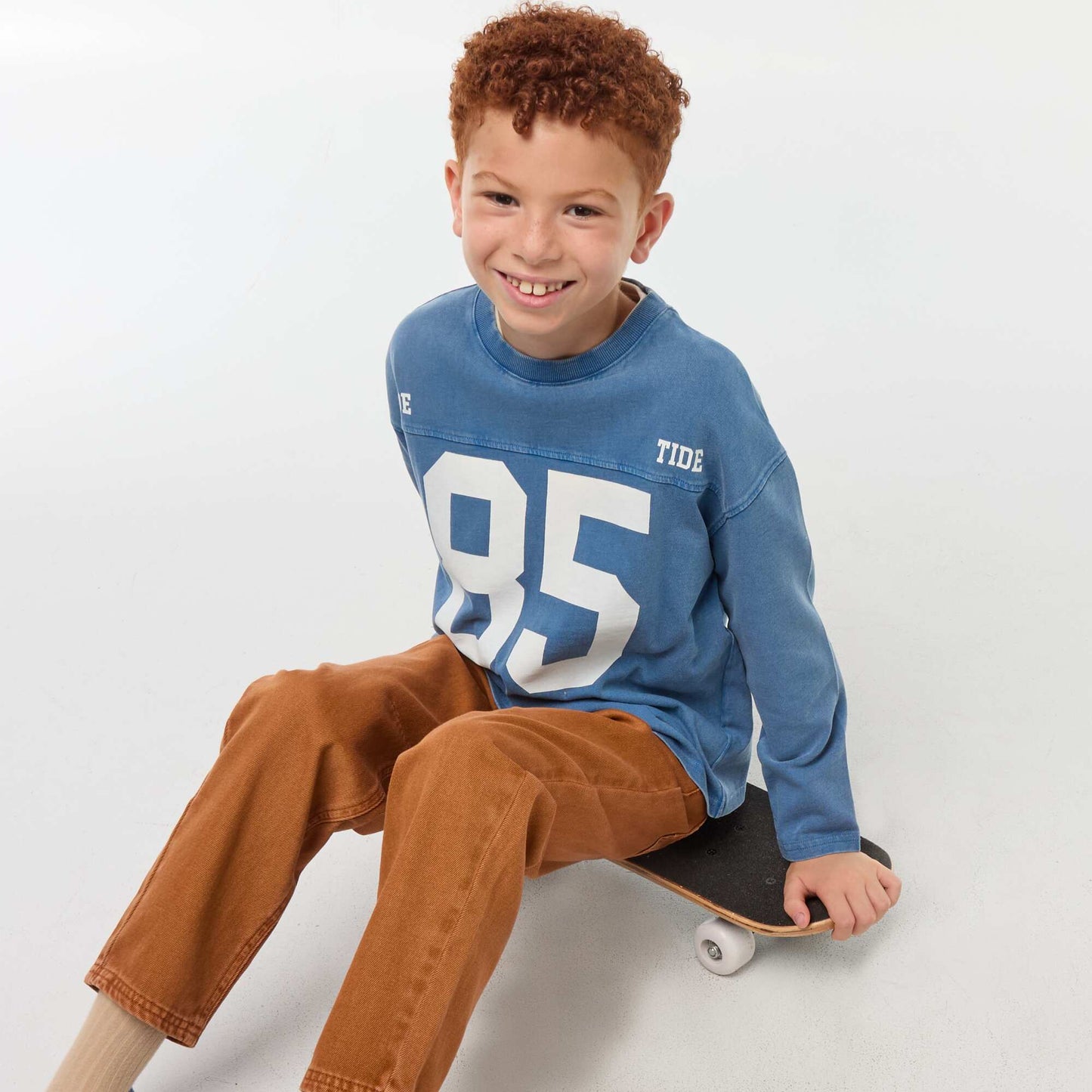 T-shirt à manches longues style sport américain BLEU
