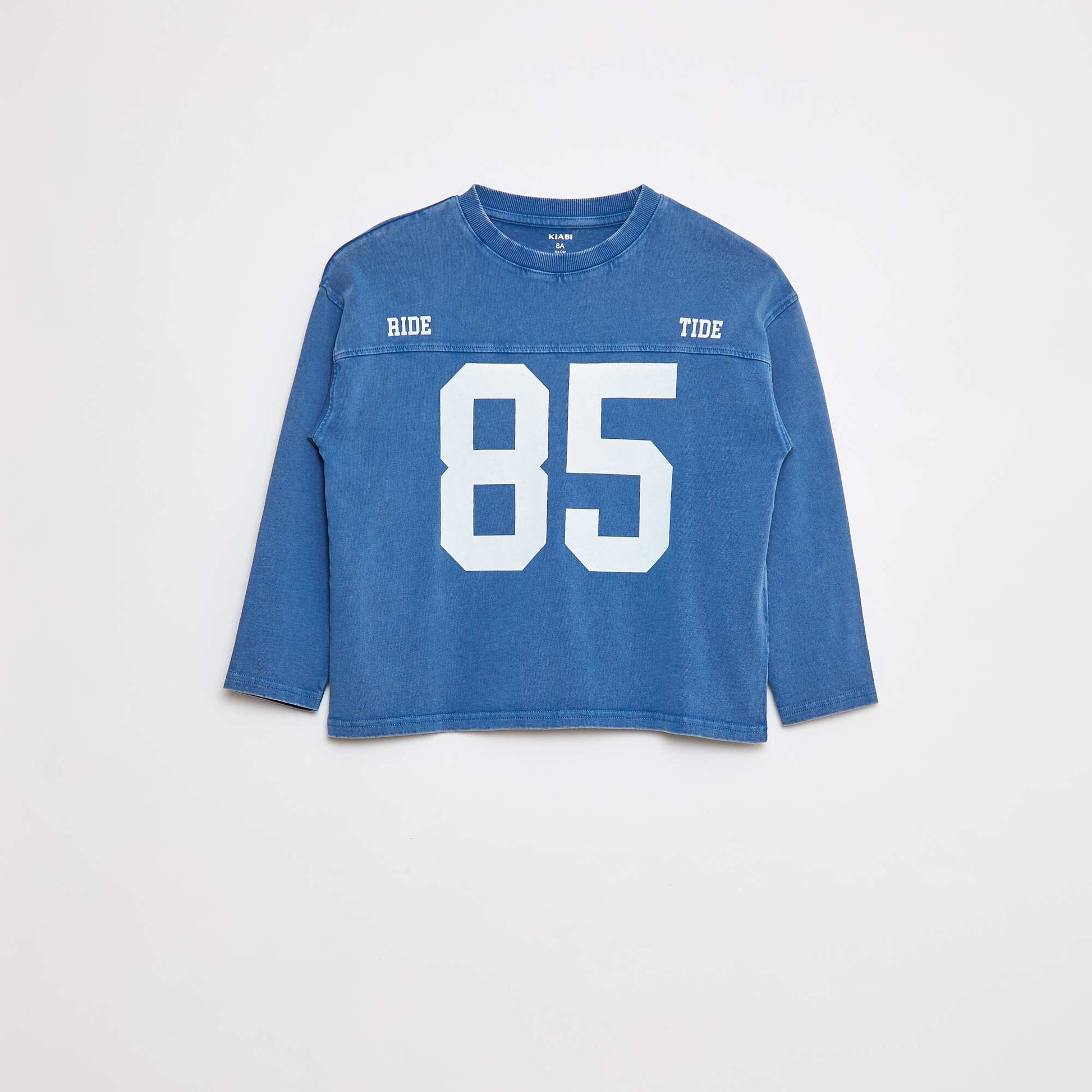 T-shirt à manches longues style sport américain BLEU