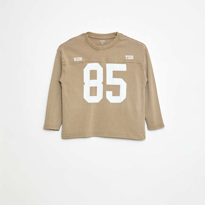 T-shirt à manches longues style sport américain BEIGE