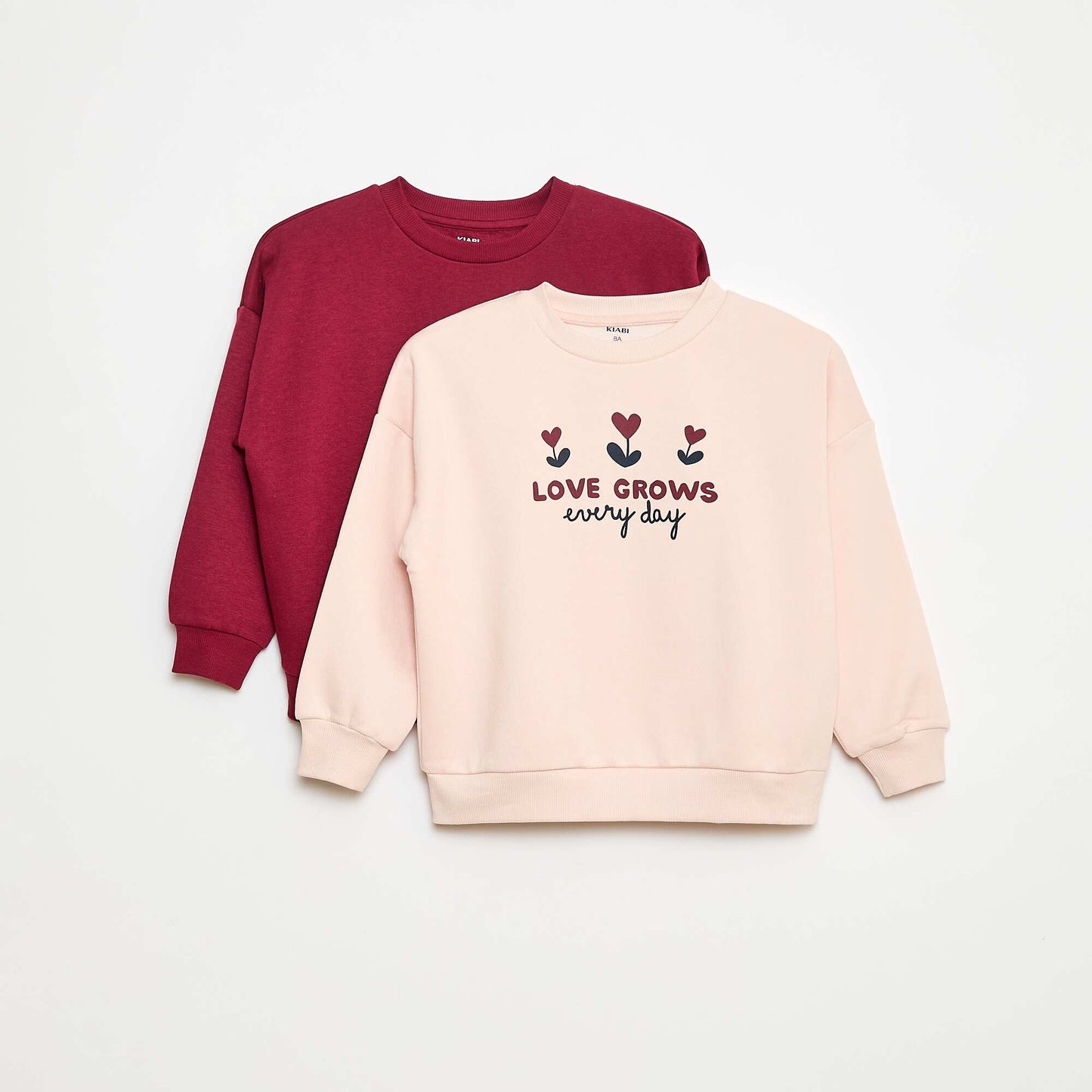 Lot de 2 sweats imprimés en coton ROSE