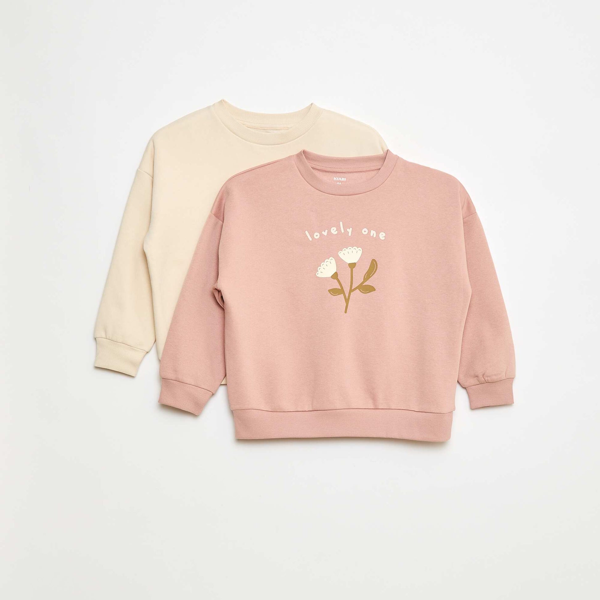 Lot de 2 sweats imprimés en coton ROSE