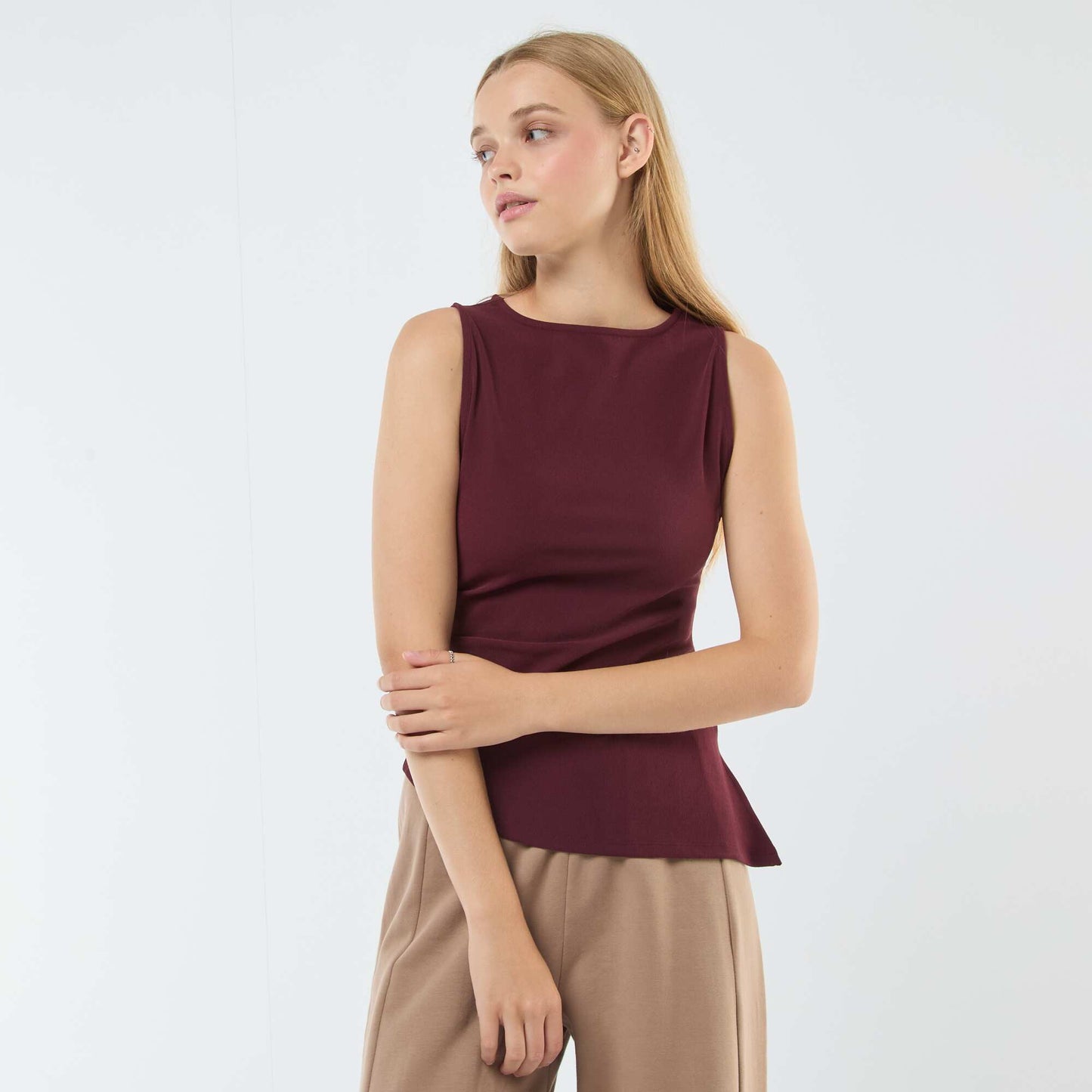 Débardeur sans manches asymétrique ROUGE