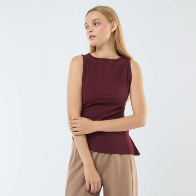 Débardeur sans manches asymétrique ROUGE