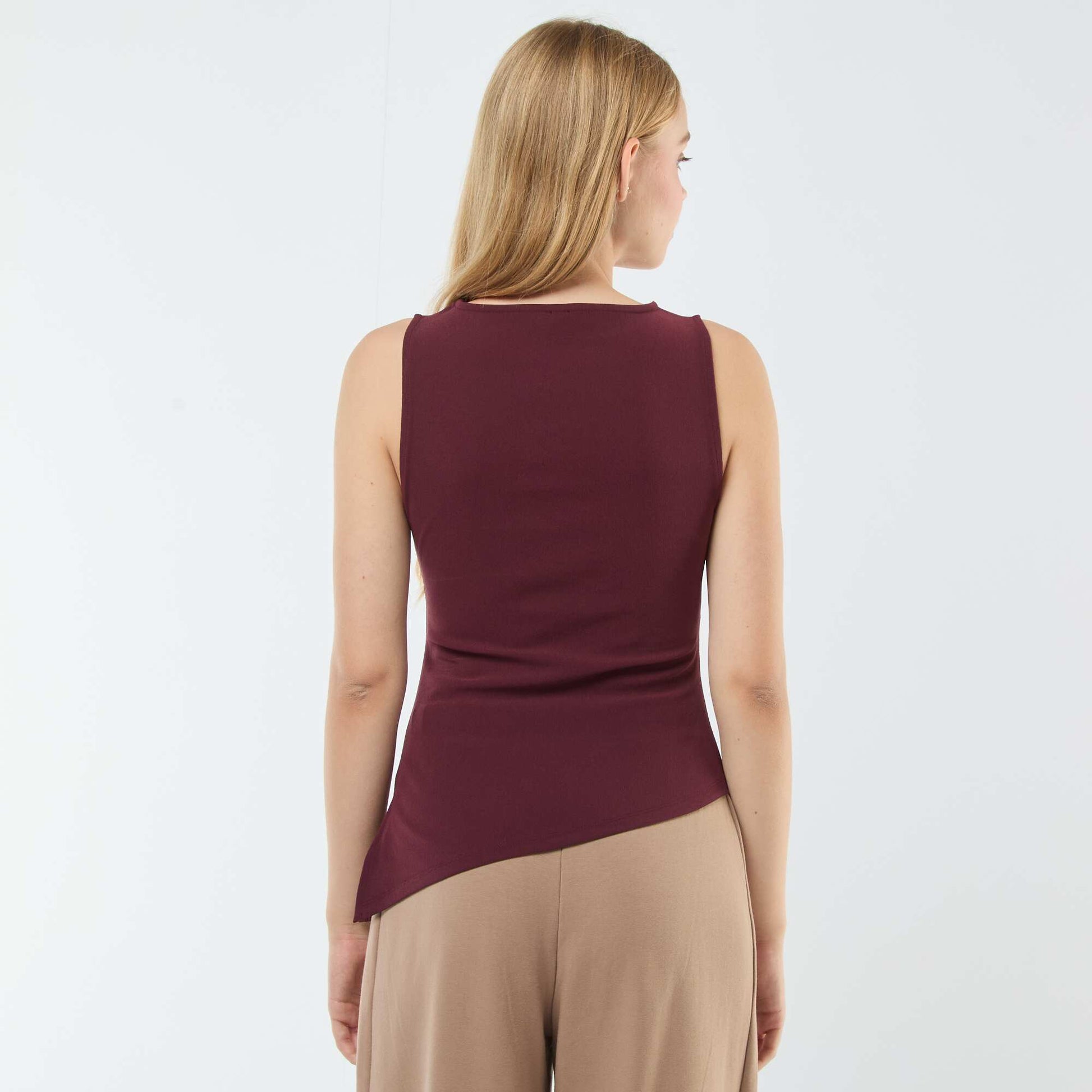 Débardeur sans manches asymétrique ROUGE