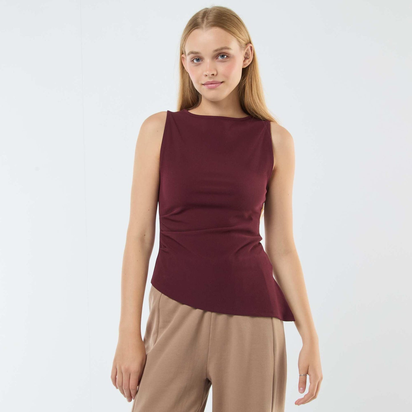 Débardeur sans manches asymétrique ROUGE