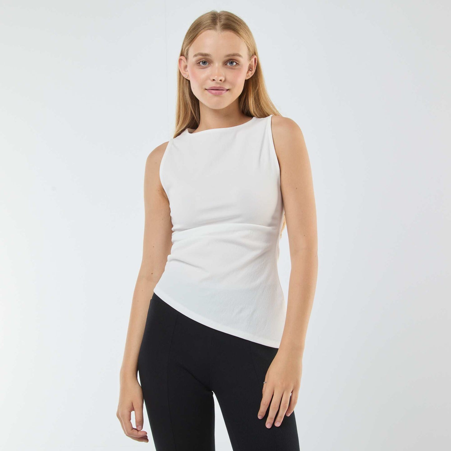 Débardeur sans manches asymétrique BLANC